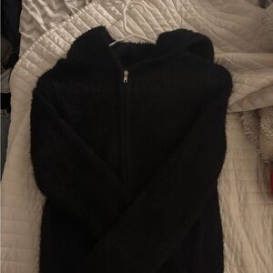 Cozy Black Fuzzy Hoodie